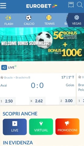 Quote calcio Eurobet mobile app ADM